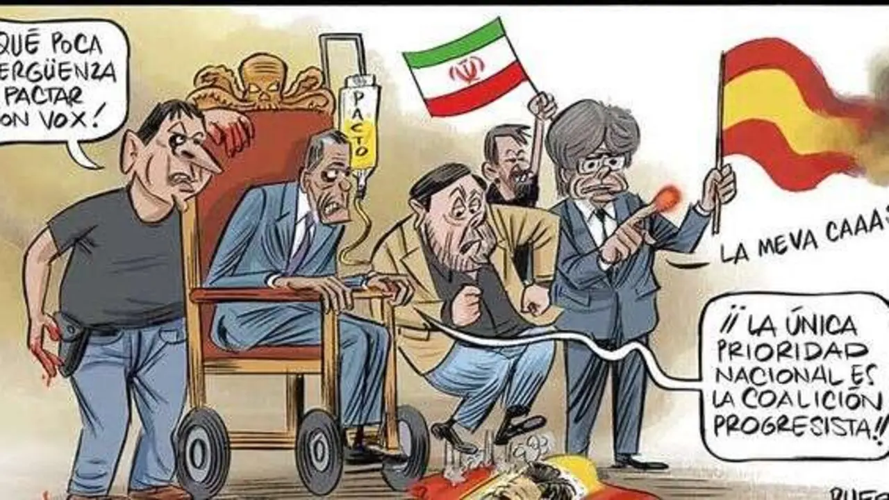 En redes sociales circula esta caricatura sobre los aliados de S&aacute;nchez.