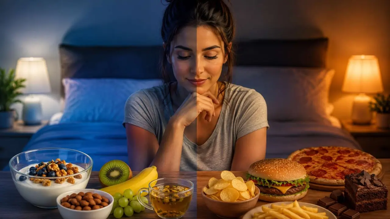 Decisi&oacute;n nocturna saludable vs una indulgente. / IA.