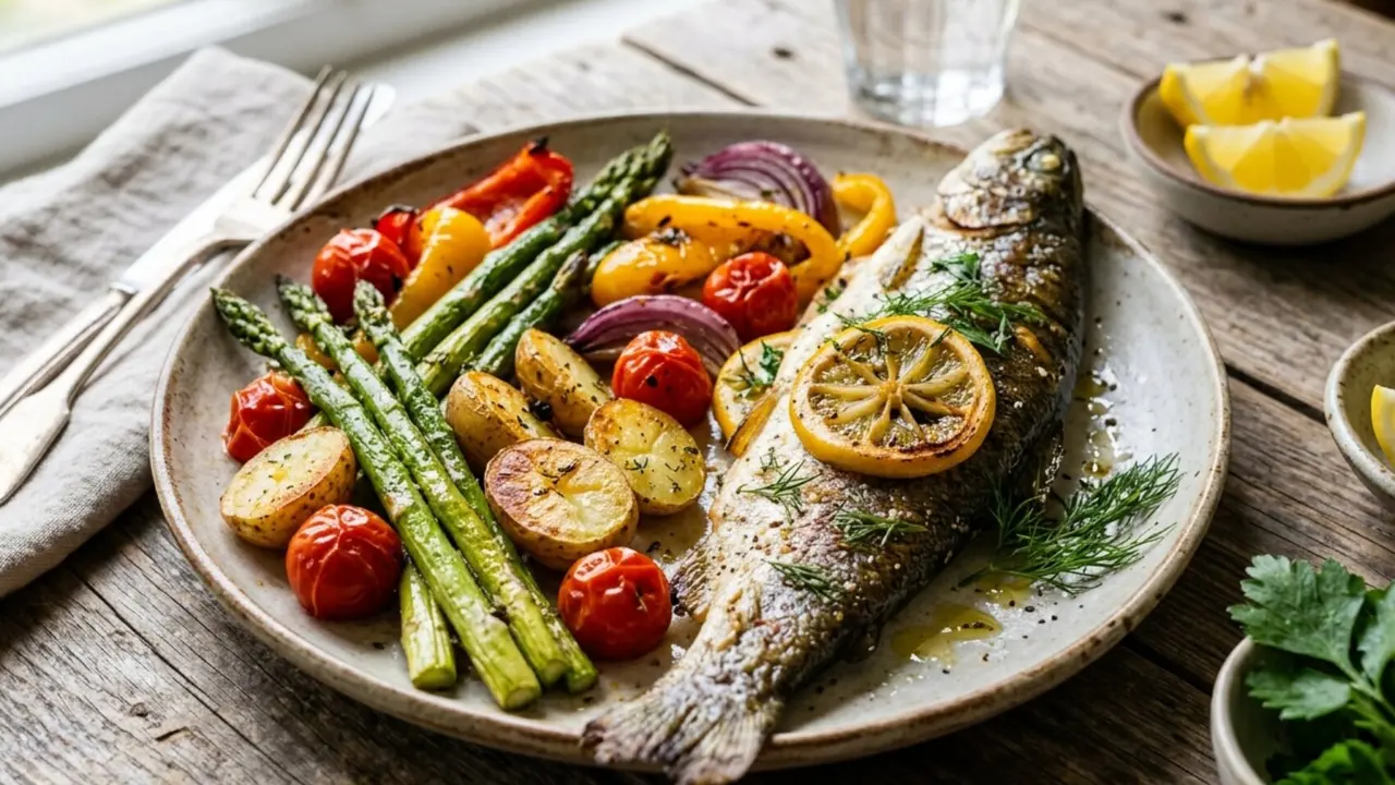 Un plato de trucha con verduras. / Mundiario.