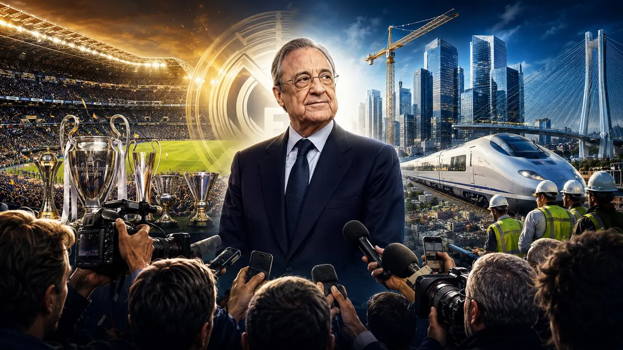 Ilustraci&oacute;n sobre Florentino P&eacute;rez, protagonista en el f&uacute;tbol, en los negocios y en la prensa. / Mundiario