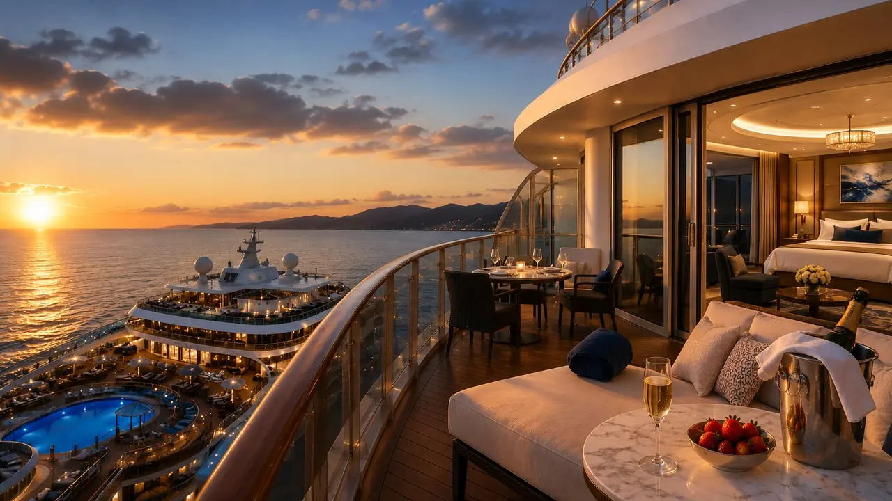 Atardecer dorado en un crucero lujoso. / IA Mundiario