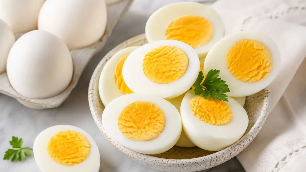 Huevos cocidos con un toque verde. / IA.