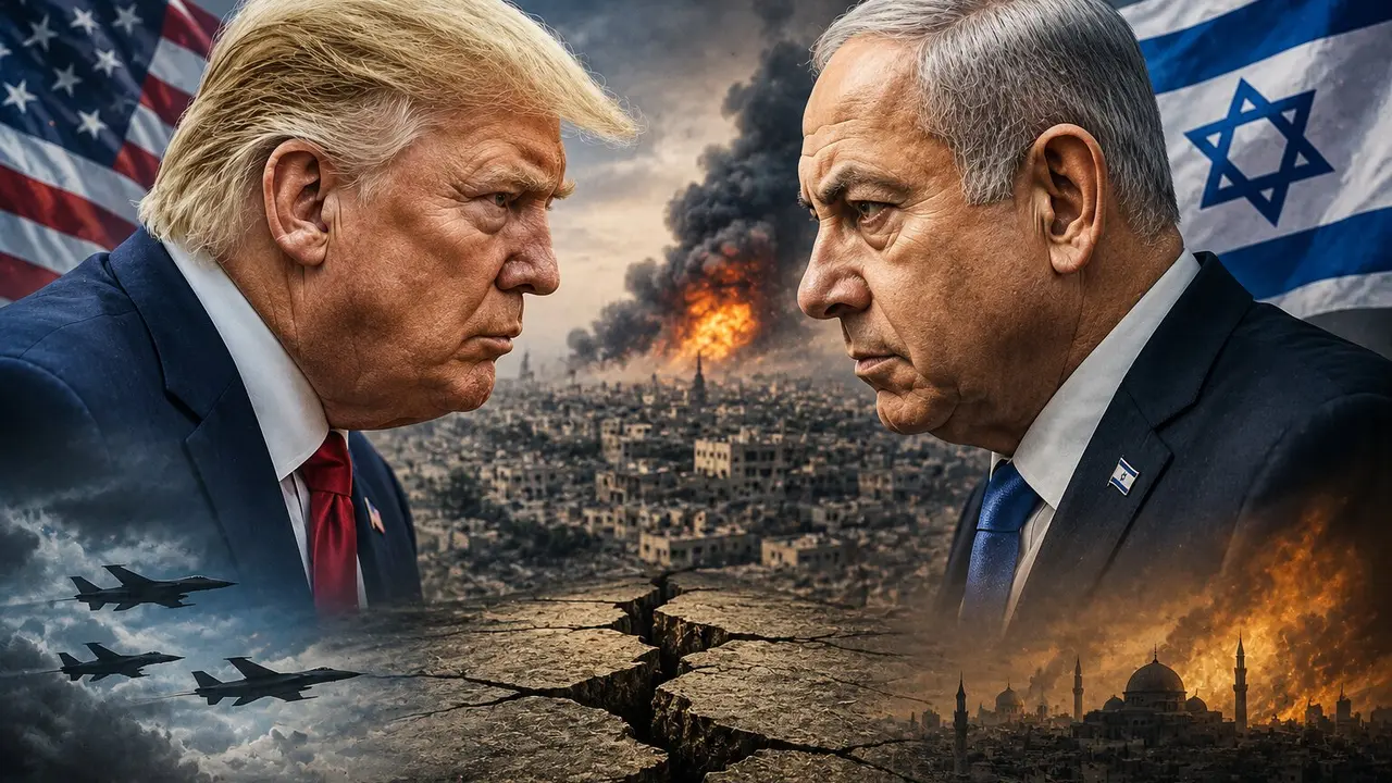 Ilustraci&oacute;n sobre la tensi&oacute;n entre Trump y Netanyahu. / Mundiario