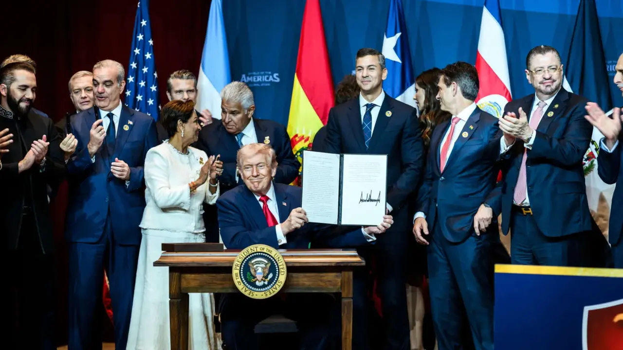 Donald Trump y los presidentes del Escudo de las Am&eacute;ricas. / Casa Blanca