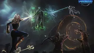 Fan Art con Capitana Marvel, Thena, Vision, Kate Bishop y Wong contra Kang. / RRSS
