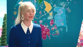 Margot Robbie y el mapa de la l&iacute;nea de las nueve rayas de China y Vietnam en Barbie. / RR.SS.