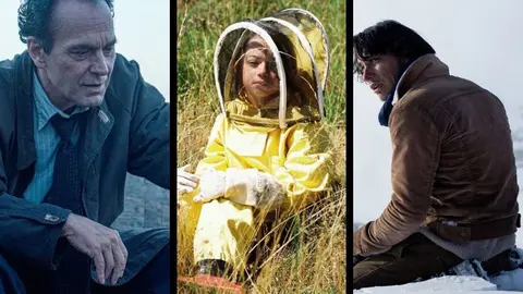 Fotogramas de Cerrar los ojos, 20.000 especies de abejas&nbsp;y La sociedad de la nieve. / Productoras.