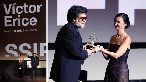 Anna Torrent dando el Premio Donostia a Victor Erice. / Festival de San Sebasti&aacute;n