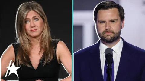 Jennifer Aniston y JD Vance. / RRSS
