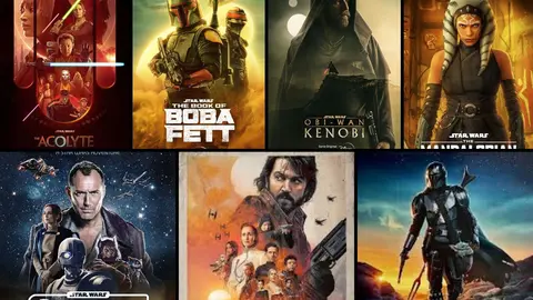 The Acolyte, The Book of Boba Fett, Obi-Wan Kenobi, Ahsoka, Skeleton Crew, Andor y Skeleton Crew. / Disney+.