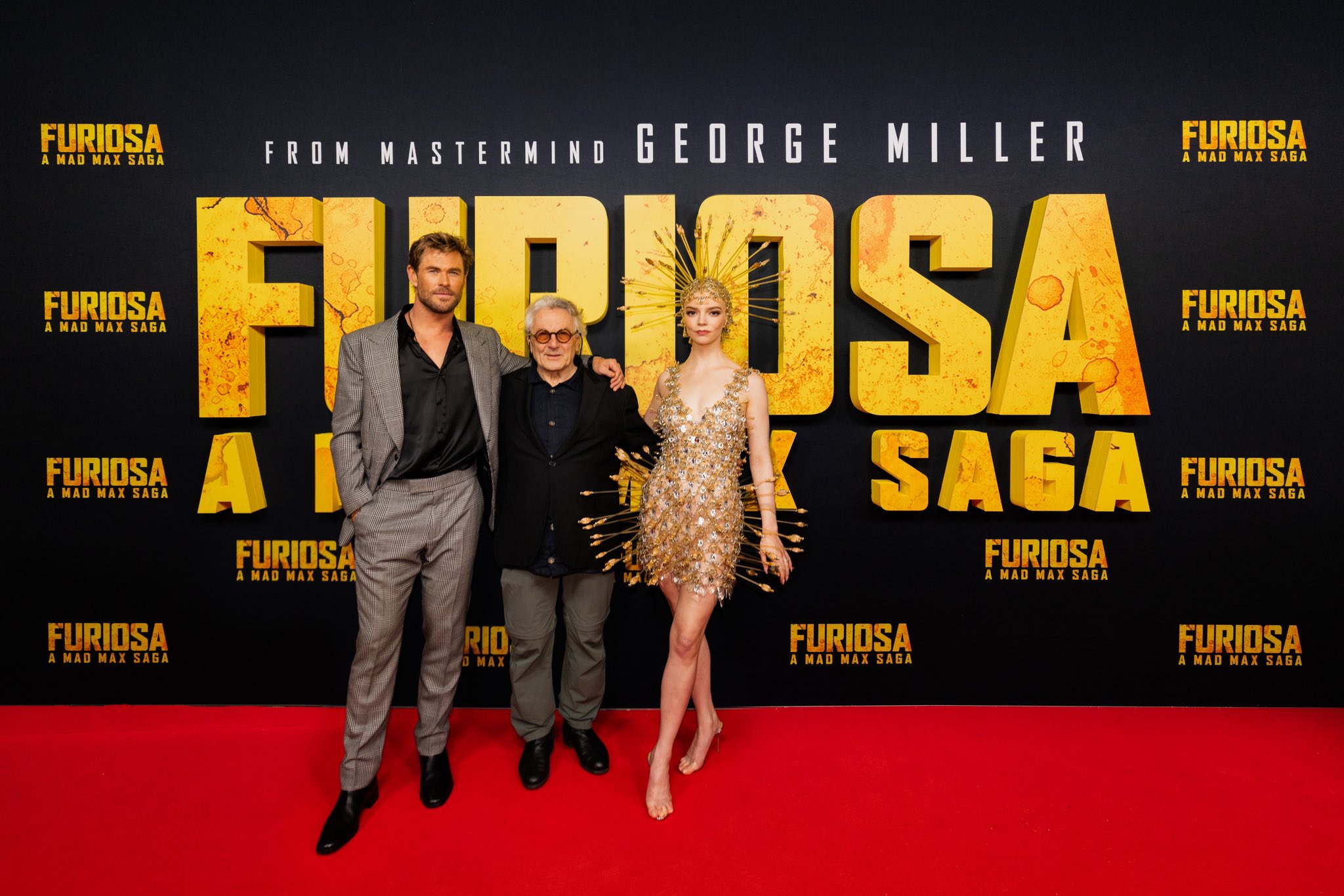 Chris Hemsworth, George Miller y Anya Taylor-Joy. / @MadMaxMovie