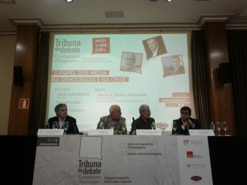 De izquierda a derecha: José Luis Gómez, Ramón Lobo, Jesús Núñez Villaverde y Carlos Caneiro. / Mundiario