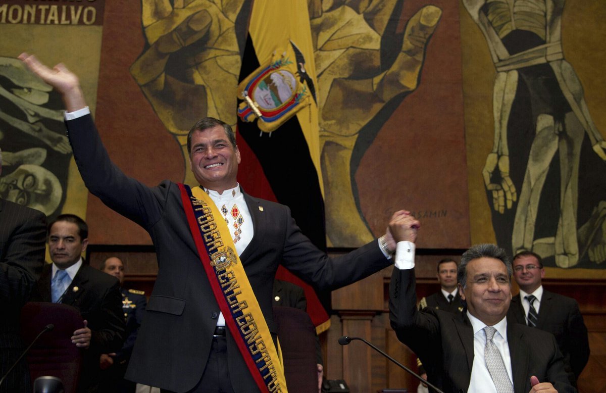 Rafael Correa, expresidente de Ecuador y Lenín Moreno, actual presidente. / Twitter.