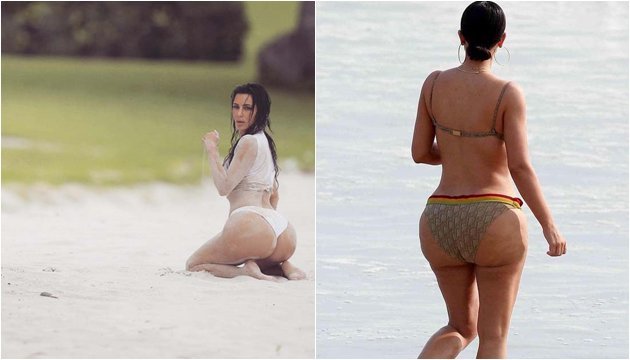 Kim Kardashian con y sin retoques. / Twitter