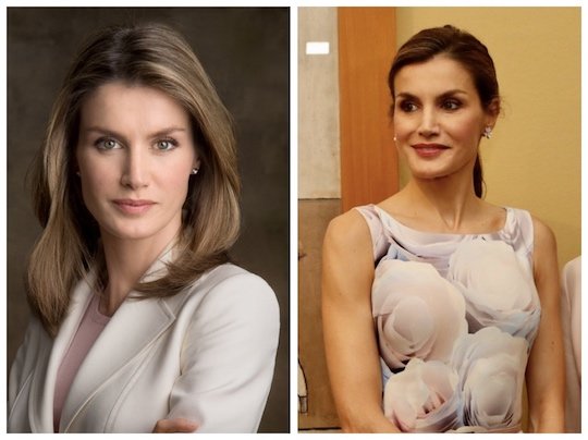 Doña Letizia en 2012 (a la izquierda) y 2017 (a la derecha). / Montaje MUNDIARIO_Fotos Casa Real