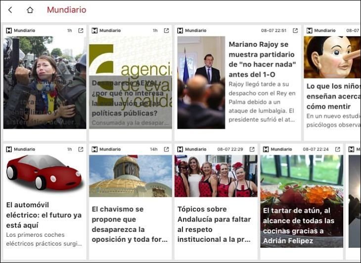Home de MUNDIARIO en la aplicación de News Republic para iPad. / Mundiario
