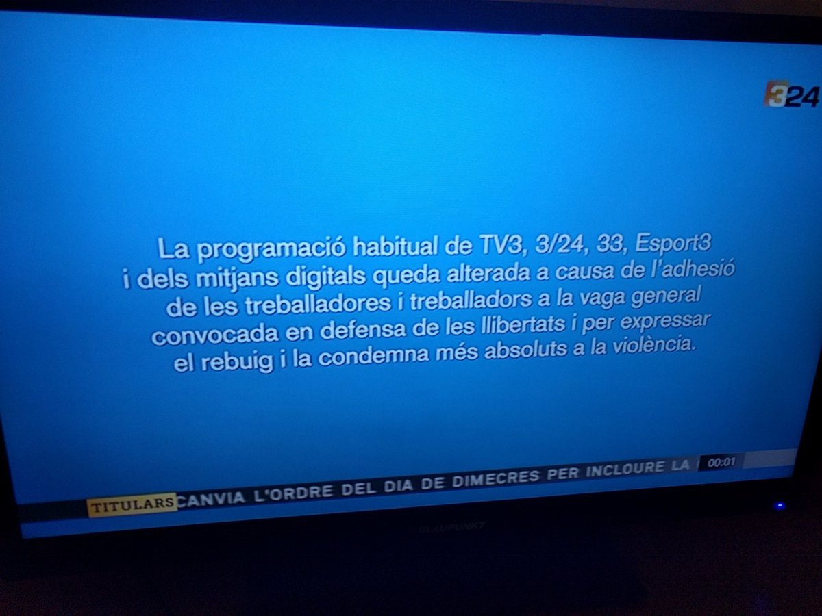 Pantalla de la televisión autonómica catalana.