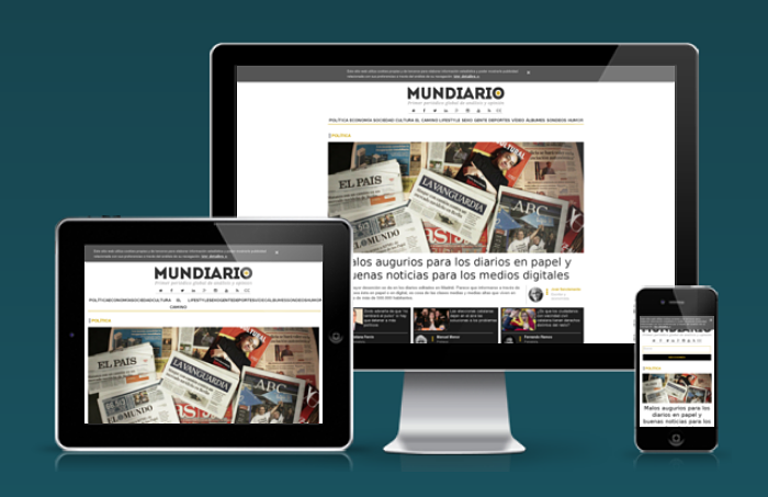 Home de Mundiario.com en distintos formatos. / Mundiario