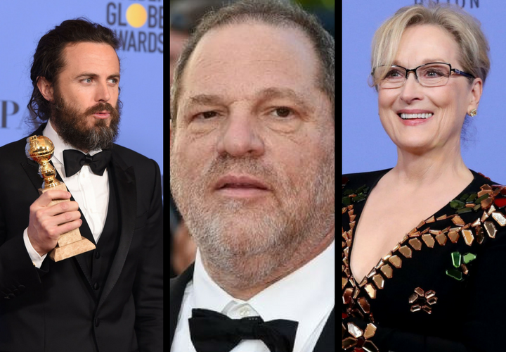 Casey Affleck, actor; Harvey Weinstein, productor; y Meryl Streep, actriz. RR SS.