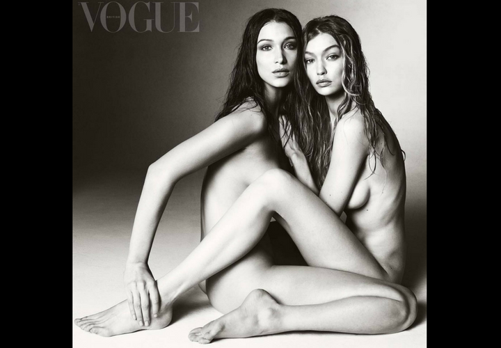 Gigi Hadid, modelo; y Bella Hadid, modelo, en la foto de la polémica. Vogue.