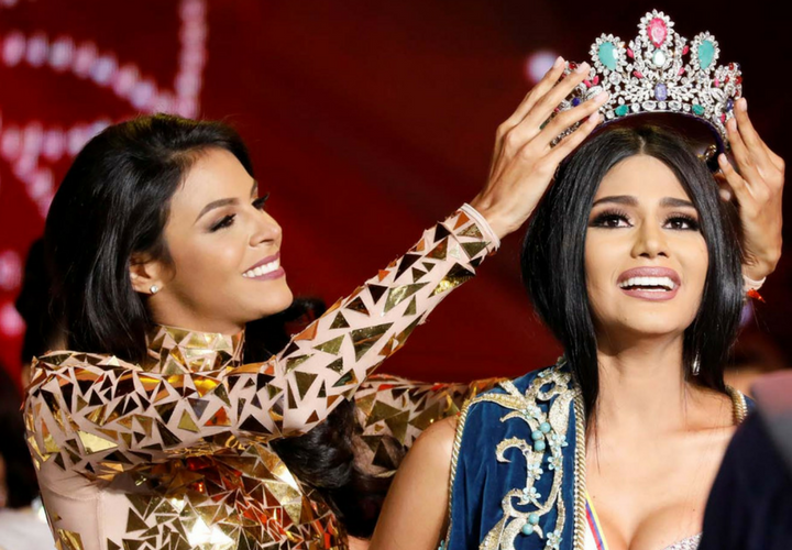 Keysi Sayago, Miss Venezuela 2016; y Sthefany Gutiérrez, Miss Venezuela 2017. Organización Miss Venezuela.