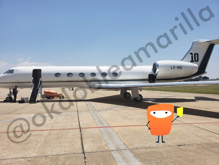 El nuevo avión de Lionel Messi. / @okdobleamarilla