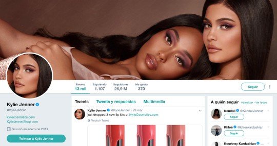Twitter de Kylie Jenner. Twitter
