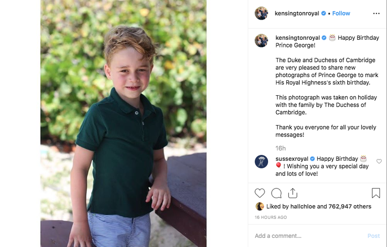 El tierno mensaje de cumpleaños que Meghan Markle y el Príncipe Harry le dejaron al Príncipe George. / RRSS.