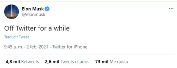 El tuit de Elon Musk. / RR SS
