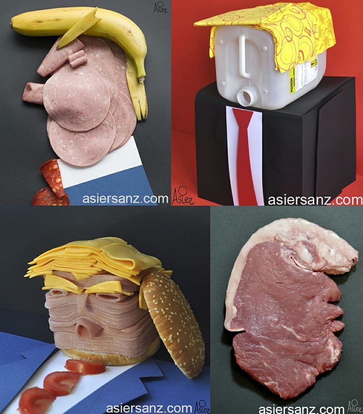 Caricaturas collages de Donald Trump.  / Asier Sanz