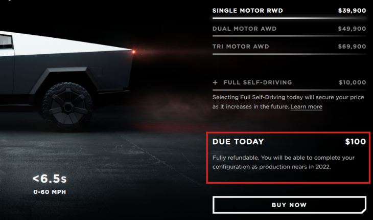 Cybertruck, la camioneta pickup eléctrica de Tesla. / Tesla.com.