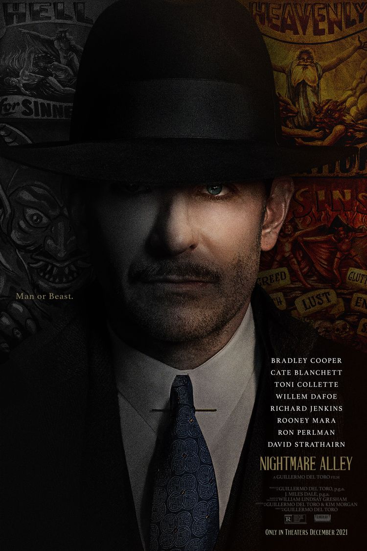 Póster de Nightmare Alley, una película de Guillermo del Toro. / Productora.