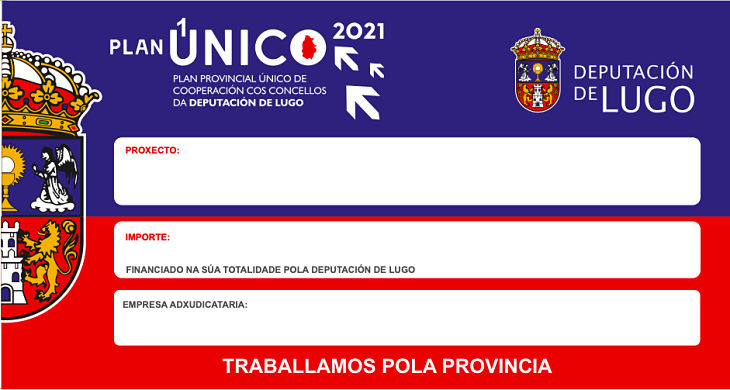 Cartel de obras del Plan Único de la Diputación