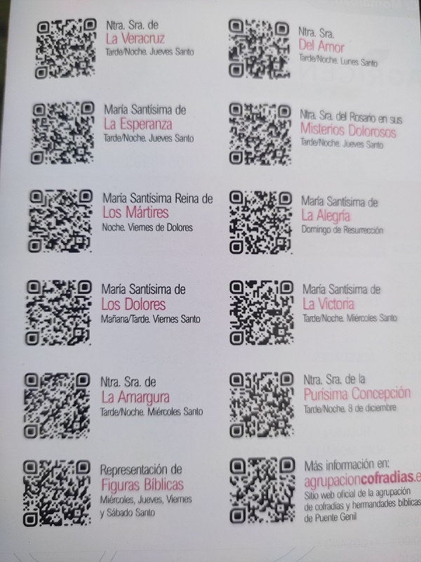 QRS de las Cofradías participantes 2