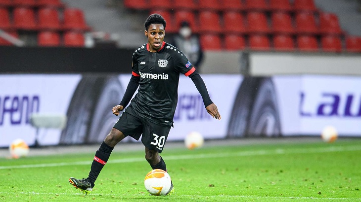 Jeremie Frimpong, lateral dereco del Bayer Leverkusen. / Bayer04.de
