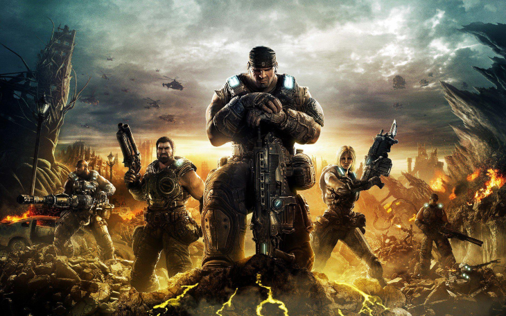 Cole, Doom, Márcus, Anya; personajes principales de Gears of War. / Epic Games