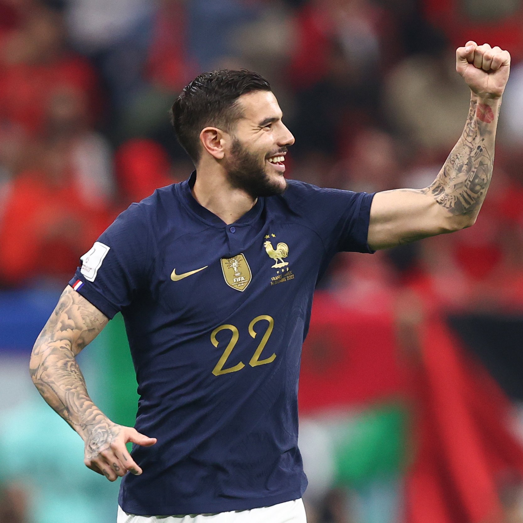 Theo Hernández celebrando su gol frente a Marruecos. / @fifaworldcup_es