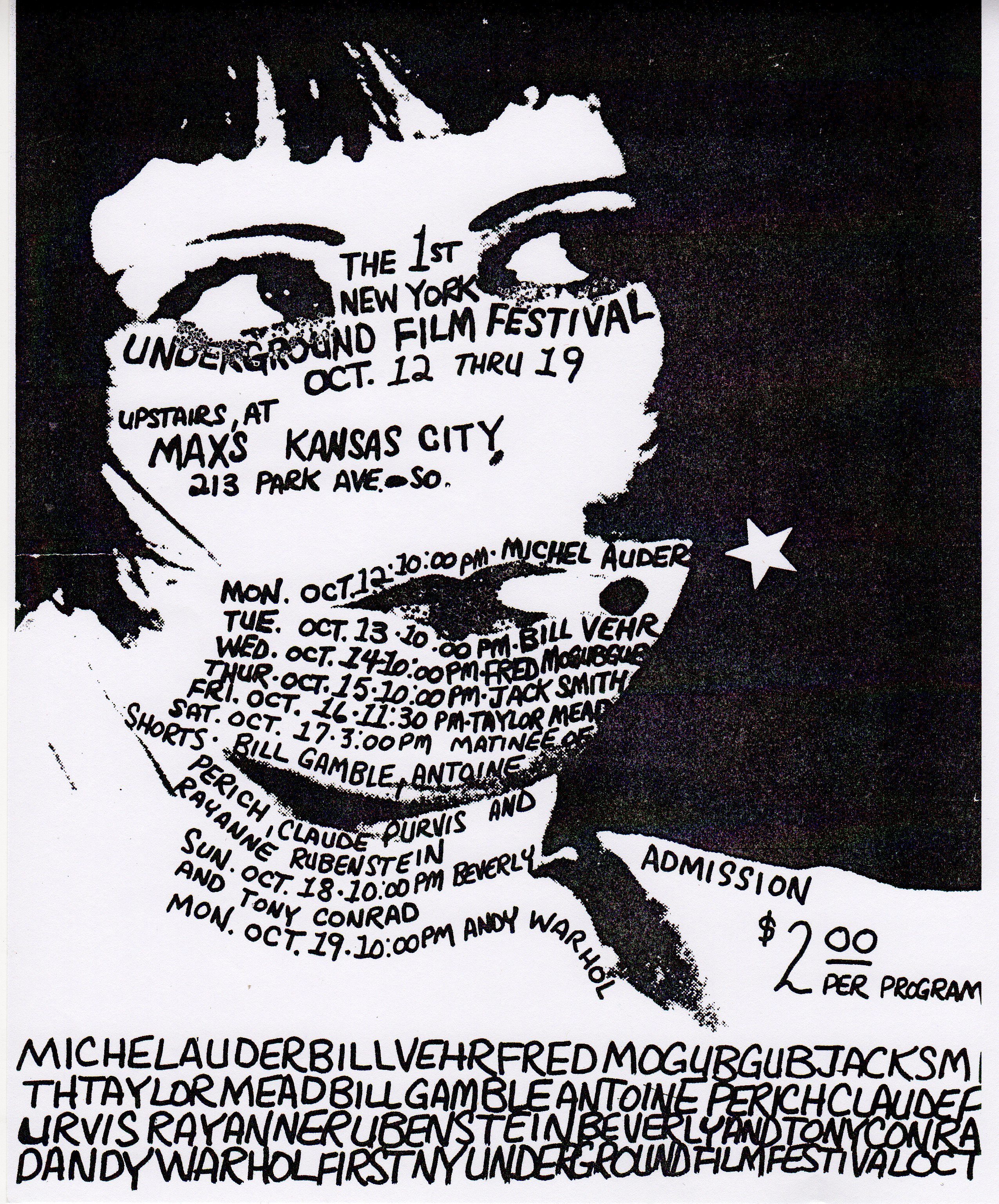 Póster dle New York Underground Film Festival en 1970 / Underground Film Journal