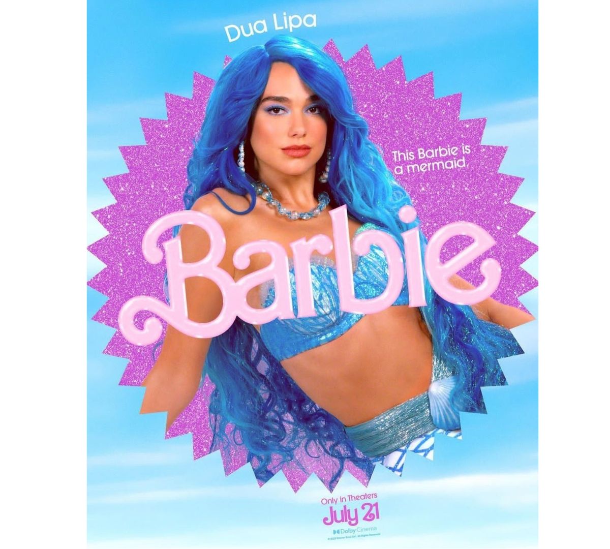 Dua Lipa como Barbie Sirena. / @barbiethemovie.