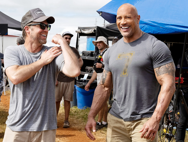 Dwayne Johnson en el set de filmación de Rápidos y Furiosos