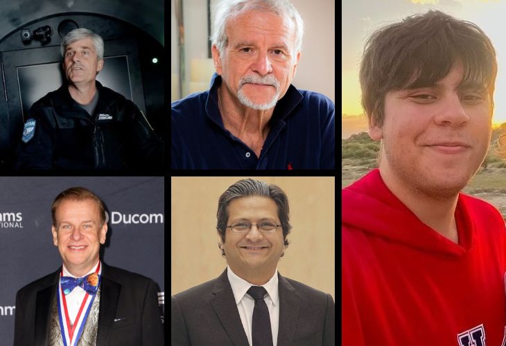 Los cinco fallecidos: Stockton Rush, Paul-Henri Nargeolet, Hamish Harding, Shahzada Dawood y su hijo Suleman Dawood. / RR SS.