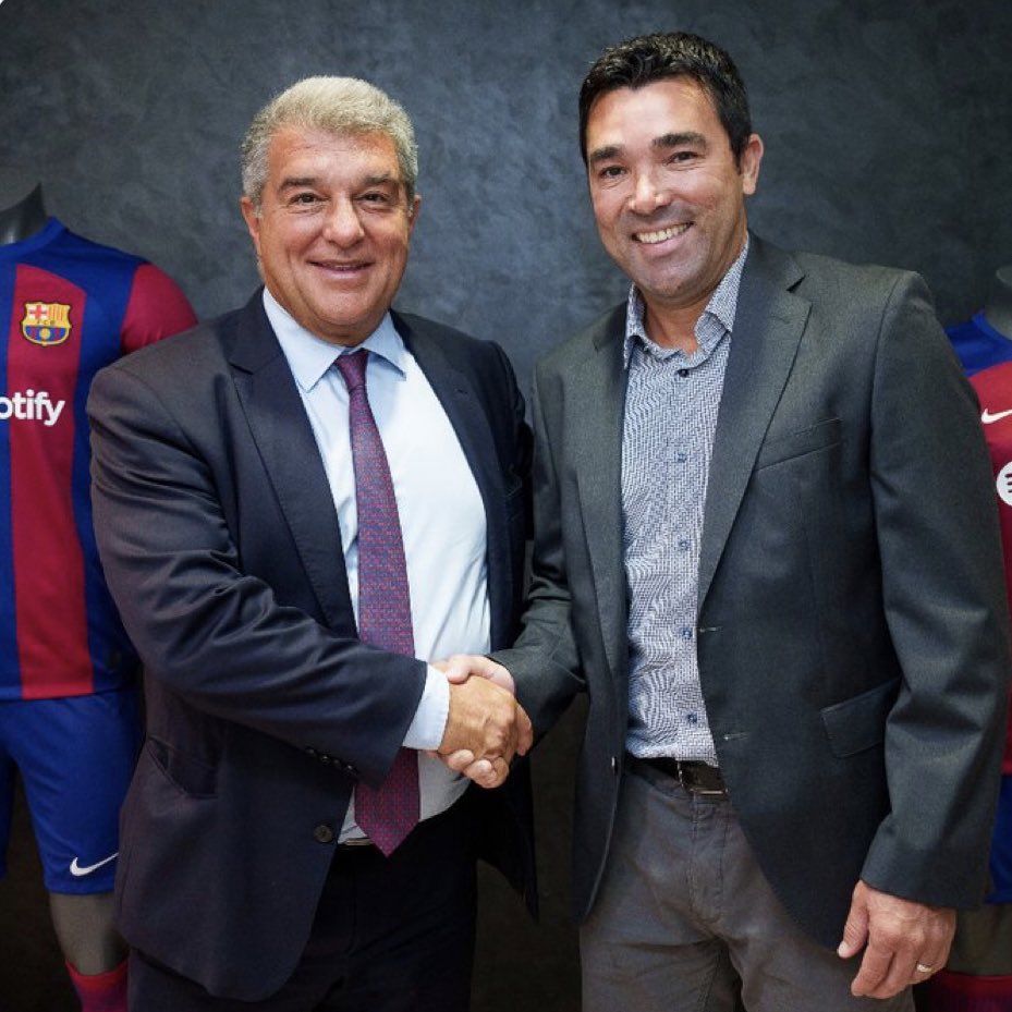 Laporta y Deco en las oficinas del Barcelona. / @Twitter