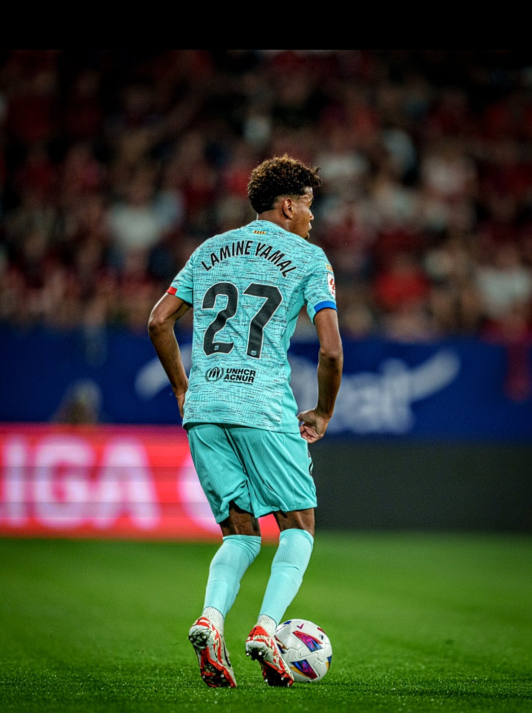 Lamine Yamal en un partido con el Barcelona. / @Twitter