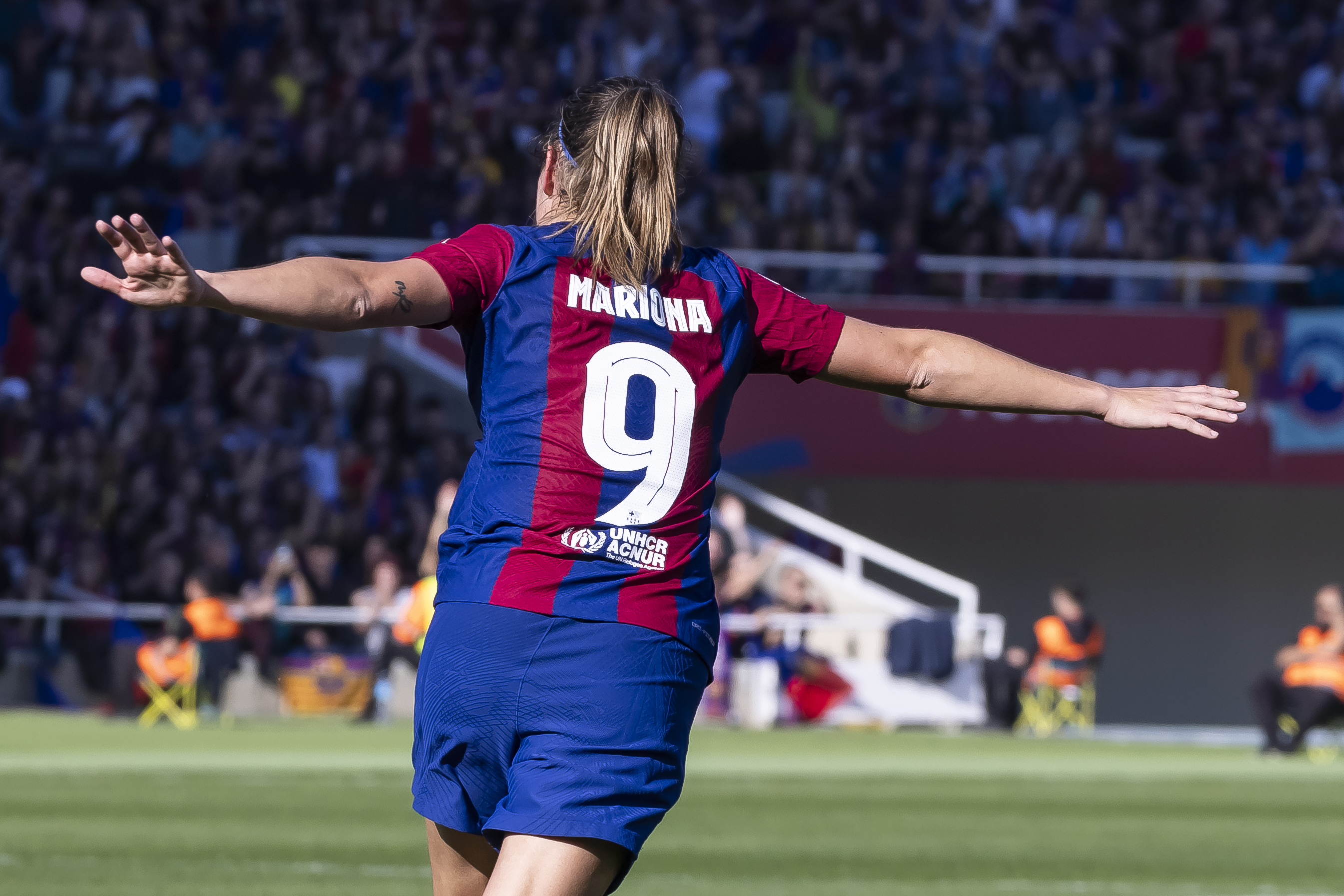 Mariona celebra uno de los tantos ante el Madrid. / @FCBfemeni