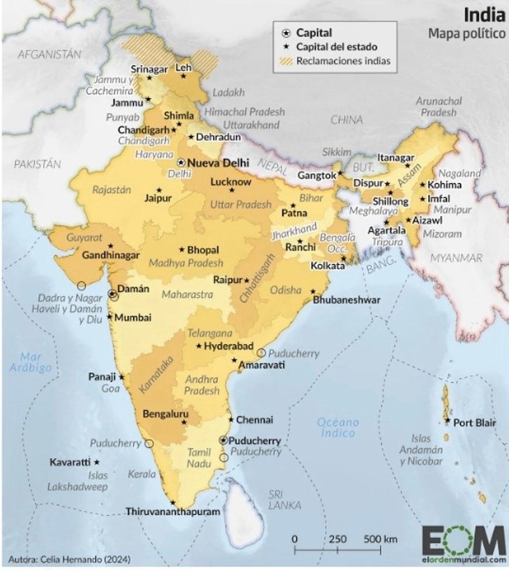 02 Mapa político de La India. / EOM