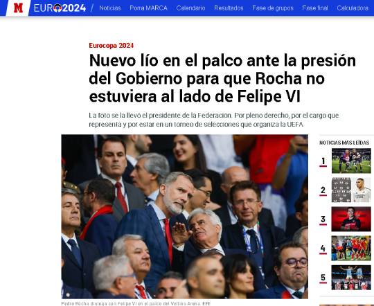 Información del diario Marca, sobre el nuevo lío entre Rocha y el Gobierno. /  marca.com