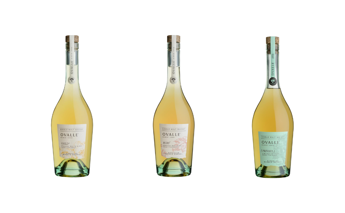 The three bottles of the Whisky Ovalle Collection. / D.O.