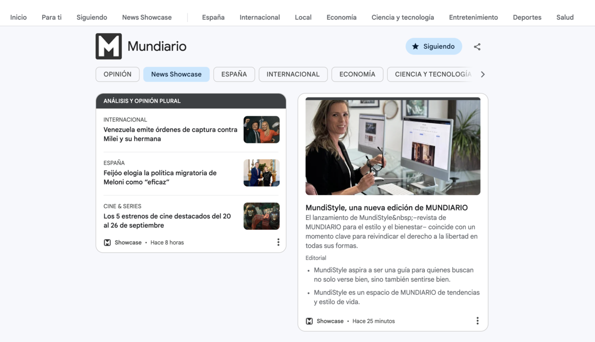El lanzamiento de MundiStyle en Google News Showcase. / Google