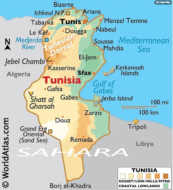 Geografía de Túnez. / WorldAtlas