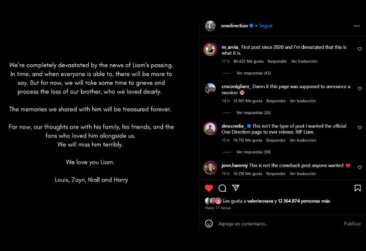 Comunicado de One Direction. / @onedirection.